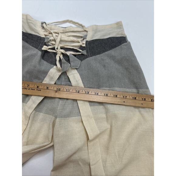 Karma Nepal Crafts Women's M Cotton Baggy Boho Pants Harem Gray Beige Whimsy￼ - Picture 8 of 12